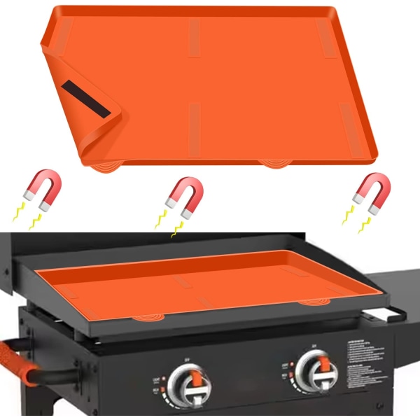 36" Grillmatta Silikon för Blackstone, Magnetiska cover Blackstone Griddle Top Covers för Blackstone Protector Outdoor orange 17 inch