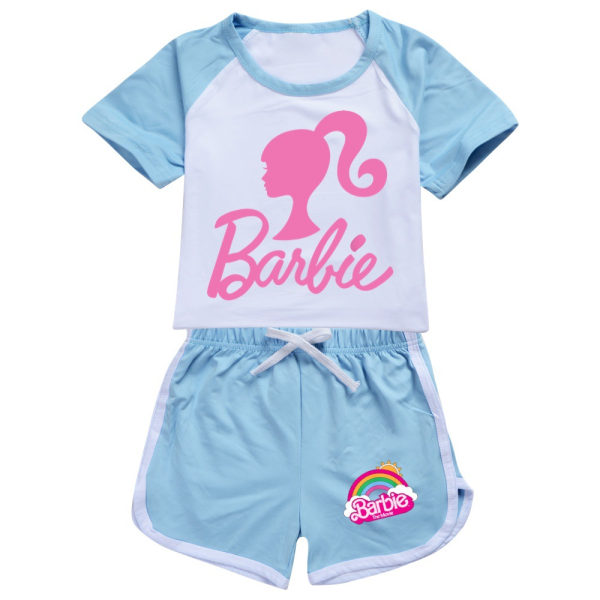 Barbie The Movie100-170 T-shirtshorts för pojkar och flickor Set pants light blue 150cm