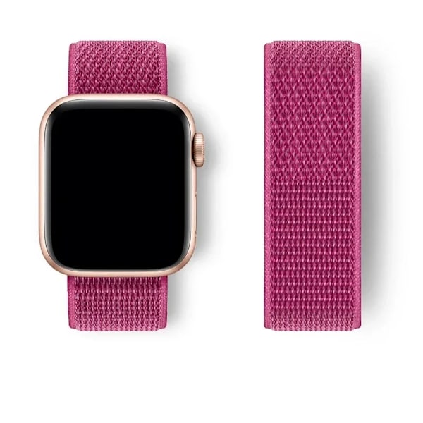 Nylon Loop Armband för Apple Watch Armband 44mm 40mm 45mm Ultra2 49mm 41mm Sportarmband iwatch Tillbehör Serie 9 8 se 7 6 5 4 3 dragon fruit 41 38mm-40mm-41mm