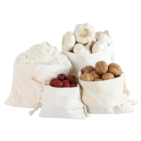 2st bomullspåse Förvaringspåse Dragsko Påsar Matförpackningspåsar 10x14.5cm