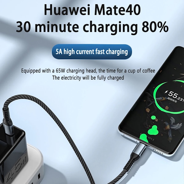 UGOURD PD240W Ultrasnabb Laddningskabel Typ Usb C 100W typ c Laddarkabel för iphone 15 xiaomi MacBook Pro Med E-Marker-chip 2PCS 60W-3A RD 1.2m