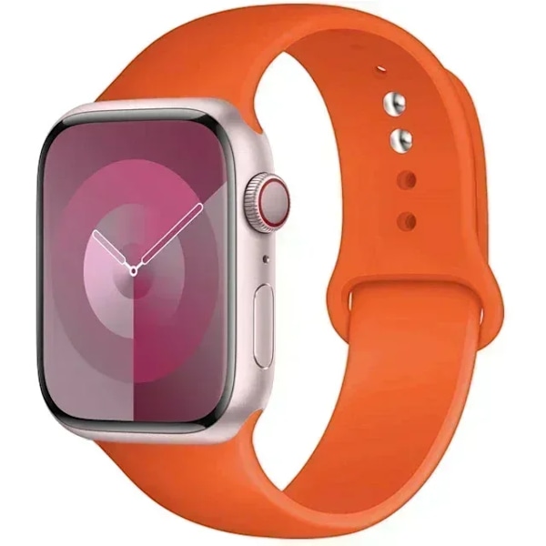 Original Silikonarmband för Apple Watch Band 44mm 38-40 42-46 41-45 46MM 49 mm Armband iwatch Serie 10 9 7 4 5 6 8 SE Ultra 2 3 18 Apricot orange S10-46 42 44 45 49 S
