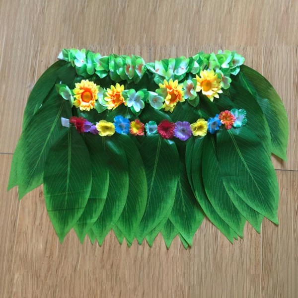Kjol med konstgjorda löv Hawaii Grass Hula-kjol Summer Beach Party-kostym för barn b kid