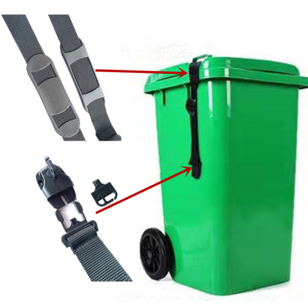 Bin Strap Garbage Lock Papperskorgen Lock Strap Garbage Can Security System Justering default