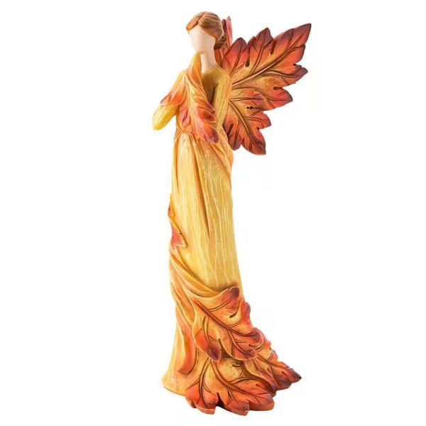 Autumn Leaf Angel Bön Staty Resin Desktop Ornament Trädgård Office Home standing angel