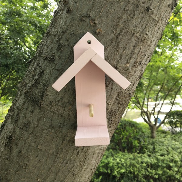 Träfågelmatare med litet hus format för utomhusbruk wood color