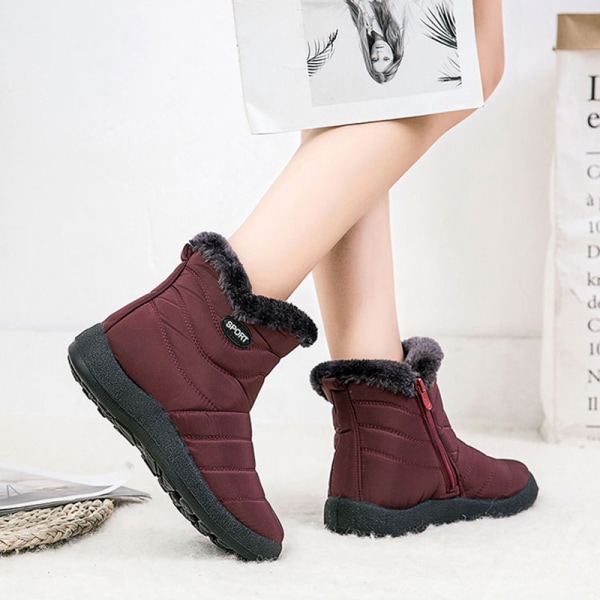 Dam Plus Size Snow Sneakers Stövlar Skor Utomhus Anti-Slip Vattentäta Booties Winter a 43