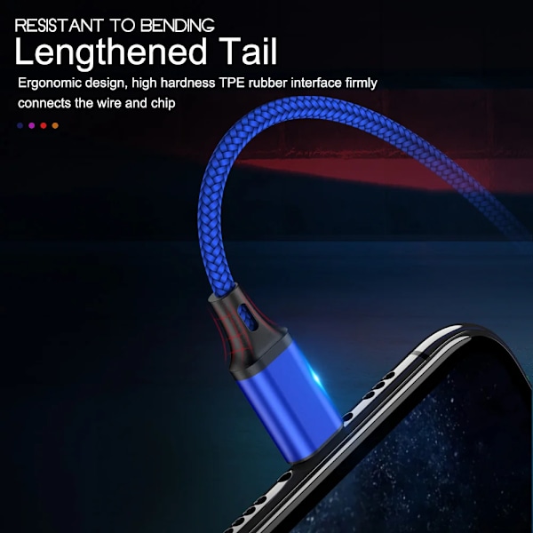 0,5m 1m 2m 3m USB Datakabel Laddare För iPhone 13 12 11 Pro X XR Max 5S 6 7 8 Plus 3A Snabbladdning Lång Kort Telefon Sladd black 300cm