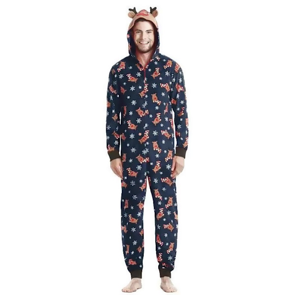 Matchande familjejulpyjamas set söt ren långärmad jumpsuit lös sovkläder casual hem kläder set ny dad 2xl