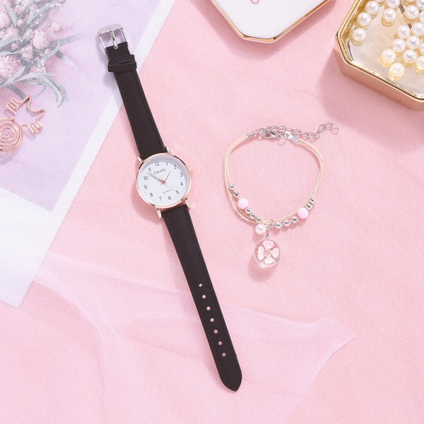 Quartz Watch Armband Combination Set Fashionabla och enkla mellanstadieelever pink