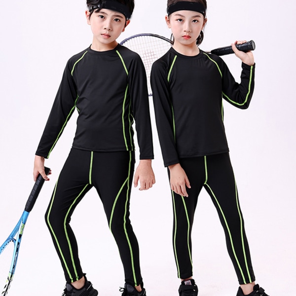 Thermal långkalsonger för barn pojke flicka thermal underkläder set för sport cykling basket 140cmbrushed green