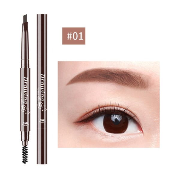 Ögonbrynspenna Långvarig Vattentät Dual Head Eyebrow Ritning Makeup Tool 01-dark coffee