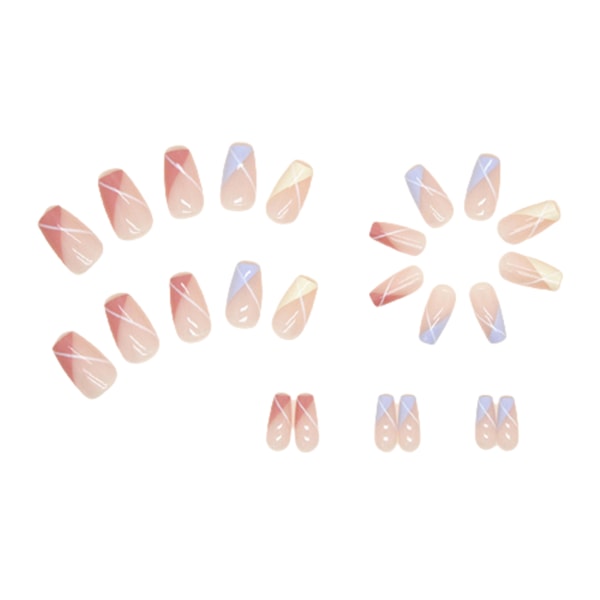 Färska press-on-naglar med fjäder Lätt att applicera och ta bort falska naglar för dagligt bruk och fest glue models
