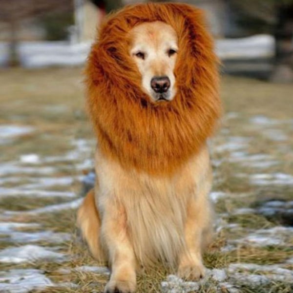 Lion Mane Peruk med öron för stora hund Halloween kläder Fancy Dress Up Husdjur kostymtillbehör default
