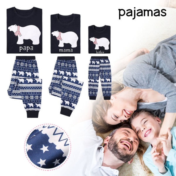 Matchande kläder för familjen till julpyjamas set långärmad julnattkläder dad m