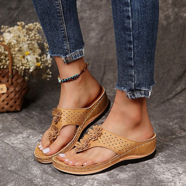 Sandaler Dam Dressy Sommar Öppen tå Stor storlek Platta flipflops för klänningar Jeans Kjolar Korta byxor 40 dark brown