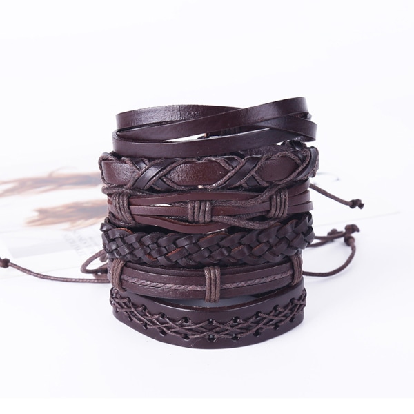 Unisex konstläderrep vävt armband 6st/ set Män Läderarmband Smycken Presenter default