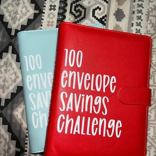 100 kuvert utmaningspärm 100 dagars utmaning Spara pengar Sparbok Par orange color