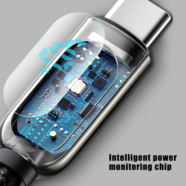 5A USB till Type-C-laddarkabel Snabbladdning LED-display Datasladdkabel silver 1m