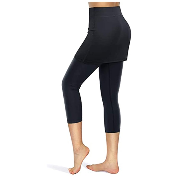 Tenniskjolar för kvinnor Elastiska Sport Golf Yogakjolar Legging Cykel Cykling black s