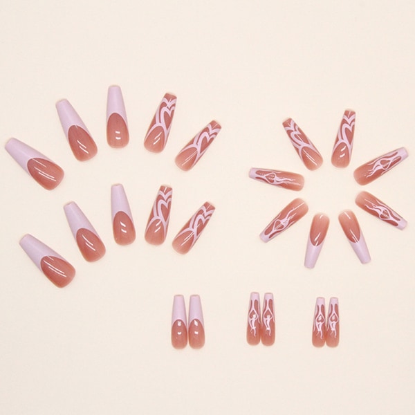 Rosa franska lila tips falska naglar med lämplig radian och tjocklek för kvinnor manikyr DIY Tool glue models