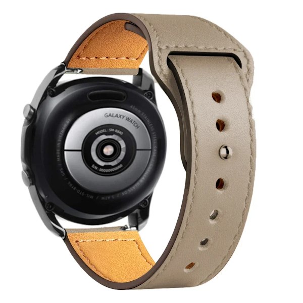 20/22mm Läderarmband för Samsung Watch 7/6/4/5 40 44mm 43mm Pro 45mm armband för Galaxy Watch 4 Classic/Active 3 42 46mm Apricot 3 20mm watch band