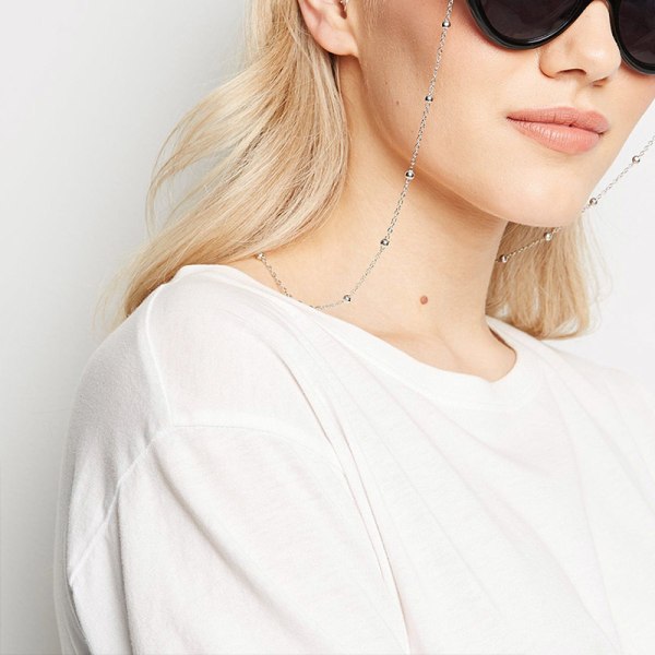 Modeglasögonkedja för kvinnor Glasögonrem Solglasögon Anti-Slip Band Halsrem silver