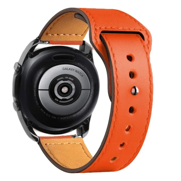 20/22mm Läderarmband för Samsung Watch 7/6/4/5 40 44mm 43mm Pro 45mm armband för Galaxy Watch 4 Classic/Active 3 42 46mm Orange 8 22mm watch band