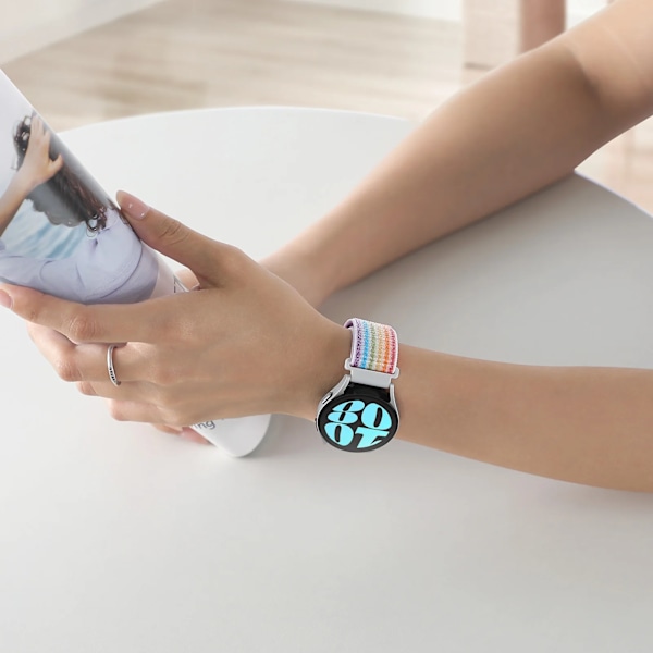Nylon Loop Band för Samsung Galaxy Watch 6 4 7 classic/5 Pro/active 2/Gear S3 20mm/22mm Armband Huawei watch GT 2e 3 pro rem Purple Pulse 67 22mm