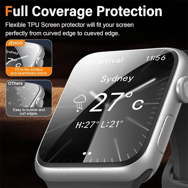 Mjuk Hydrogel Film för Apple Watch 46MM 44MM 45MM 41MM 40MM 38MM 42MM Skärmskydd iwatch serie 10 9 8 7 SE 6 5 Ultra 49MM Series456 SE 40MM 3PCS Hydrogel Film