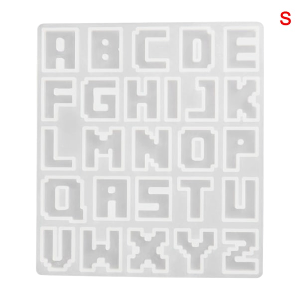DIY Crystal Silikon Epoxiharts Versaler Form Handgjord Spegelhänge Pixel Letter s