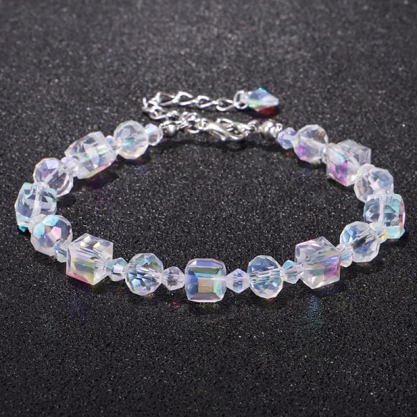 Square Diamond facetterat glaspärla armband gnistrande utsökt mode armband smycken a