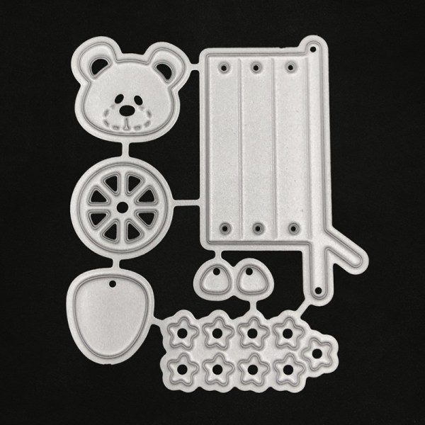 Metal Cutting Dies Cartoon Bear & Stars Embossing Folder Stencil Carbon silver