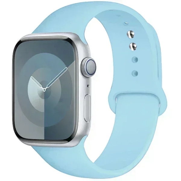 Original Silikonarmband för Apple Watch Band 44mm 38-40 42-46 41-45 46MM 49 mm Armband iwatch Serie 10 9 7 4 5 6 8 SE Ultra 2 3 35 sky blue S10-46 42 44 45 49 S