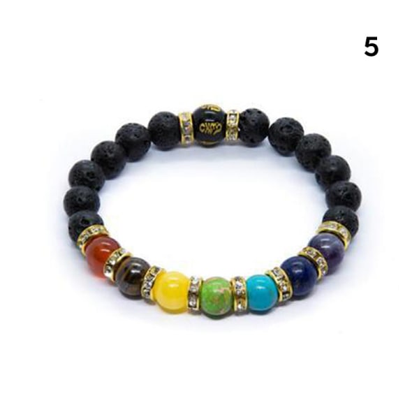Färgglada 7 Chakra Armband Naturlig vulkansten Energipärla Handled Smycken Lucky Present för män kvinnor style 3