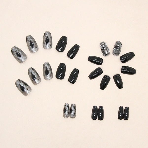 Stora partikeldiamant-fake-naglar med 12 olika storlekar tillgodoser i princip behoven för kvinnor och flickors nagelsalong glue models