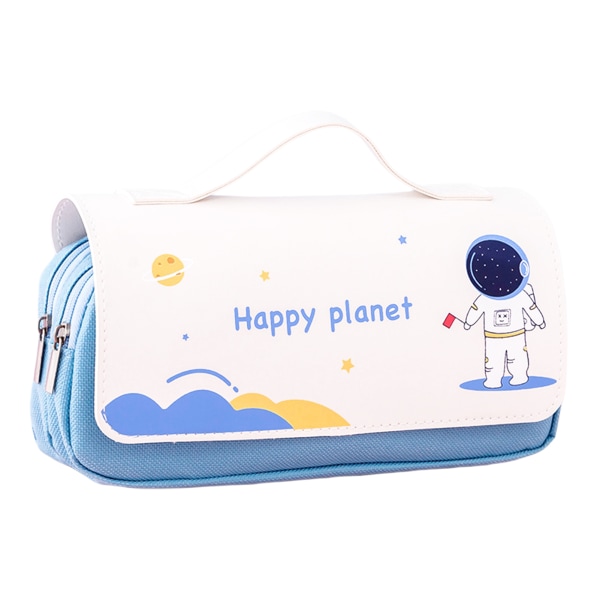 Bärbar tecknad case Multifunktionell förvaringsväska för brevpapper med stor kapacitet för pojkar, flickor spaceman-blue
