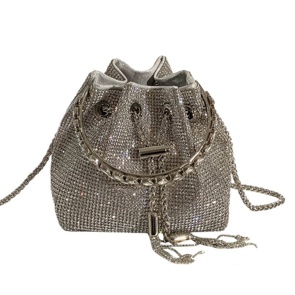 Elegant liten väska med topphandtag för kvinnor Full Rhinestone Chain Crossbody-väska small