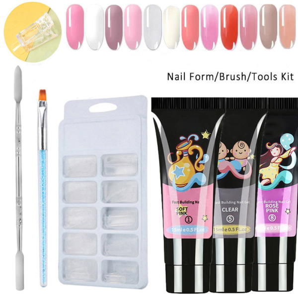 Quick Building UV Nail Gel Kit Polish Nail Art Extension Akryl Kit Snabbtorkande tillbehör 11