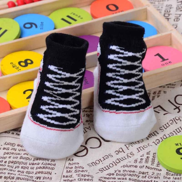 1 par nyfödd flicka pojke baby barn toddler gåva 3D verklighetstrogna skor form charm Anti-slip strumpor. light blue