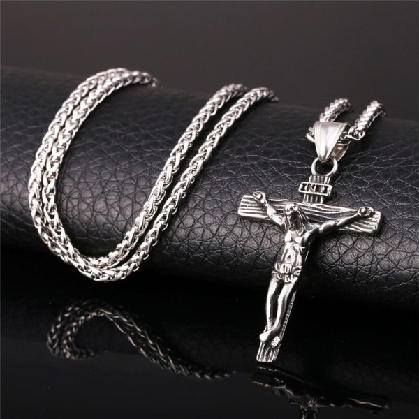 Kors halsband Jesus på korset Legering hängande hängande hals smycken silver