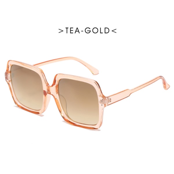 Överdimensionerade fyrkantiga solglasögon för solskydd anti-bländning tea - gold