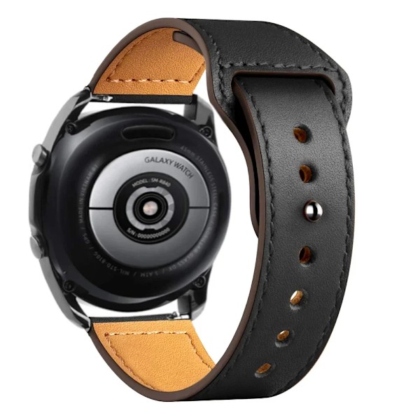 20/22mm Läderarmband för Samsung Watch 7/6/4/5 40 44mm 43mm Pro 45mm armband för Galaxy Watch 4 Classic/Active 3 42 46mm Black 7 20mm watch band