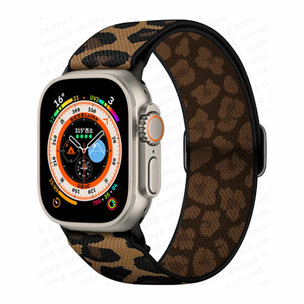 Scrunchie Armband för Apple Watch Band 45mm 44mm 40mm 41mm 42mm 46mm 49mm Elastiskt Nylonarmband iWatch serie 10 9 8 7 se Ultra 2 brown cheetah 42mm 44mm 45mm 49mm