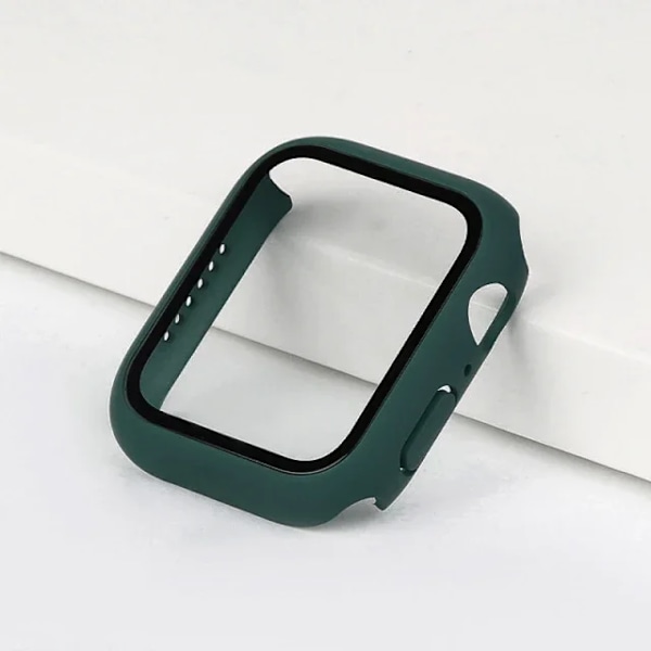 Starlight Skärmskydd för Apple Watch Fodral 44mm 45mm 41 40mm iWatch 6 SE 5 3 42mm 38mm Härdat Glas+Skydd 7 8 Ultra 49MM Dark green 41mm Series 7 8