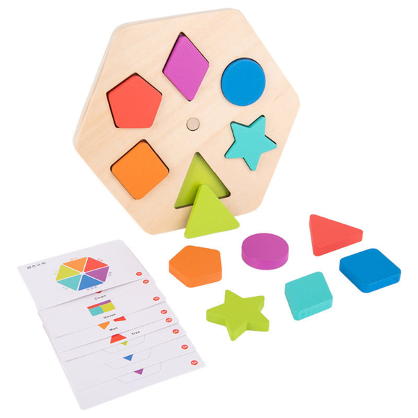 Baby matchande pussel Roterbart trä Pedagogiskt geometriskt pussel Lär dig färger och formigenkänning Toy Toddler mixed color