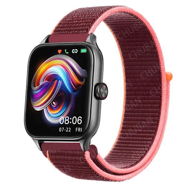 20mm 22mm Nylon Loop band för Amazfit GTS4/2/3/3pro/2e/GTS2 Mini/GTR 4 42mm/47mm/GTR2/2e/stratos armband Amazfit bip rem 65 Plum 20mm