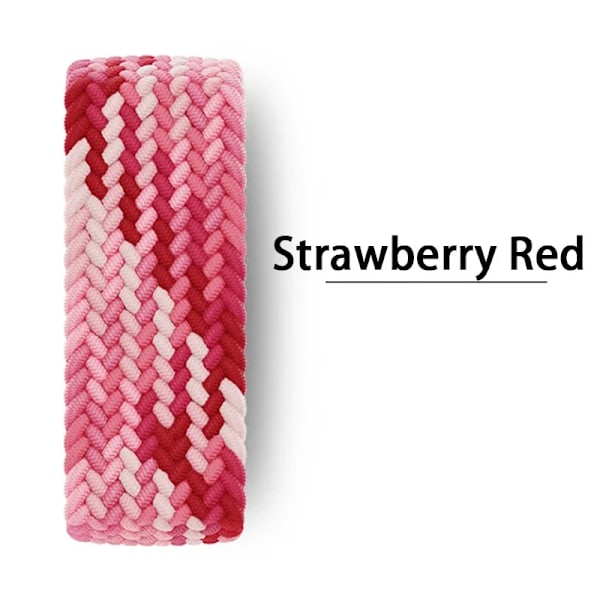 Flätat Solo Loop Armband för Apple Watch Band Nylon 49mm 45 44 41 40 38mm 42mm Correa Armband iwatch Series 9 8 7 5 SE 6 Ultra 2 Strawberry L