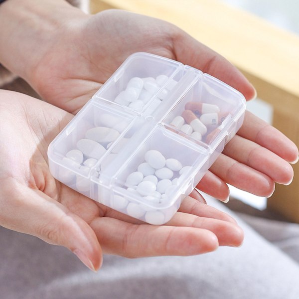 Resemedicin bärare lådor BPA fri piller behållare Set för piller Örhänge Ring halsband 4 cells