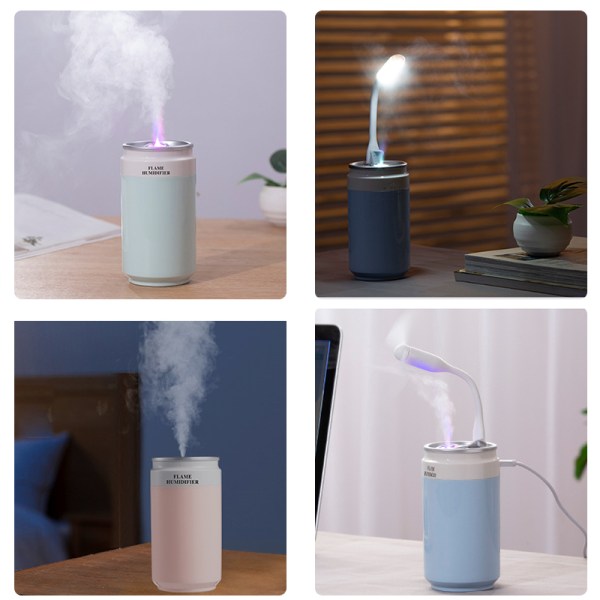 3-i-1 Personal Mist Luftfuktare med USB Expansion Port 2 Sprayläge Creative Burk Formad 260ml mint green led usb fan